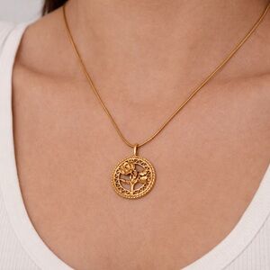 Gold Rose Medallion Necklace